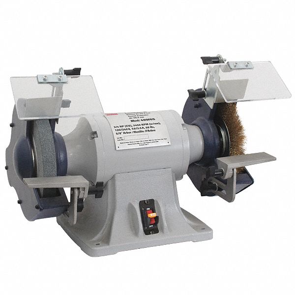 BENCH GRINDER, FOR 8 IN MAX WHEEL DIAMETER, 36 GRINDING WHEEL GRIT, ⅝ IN ARBOUR SIZE