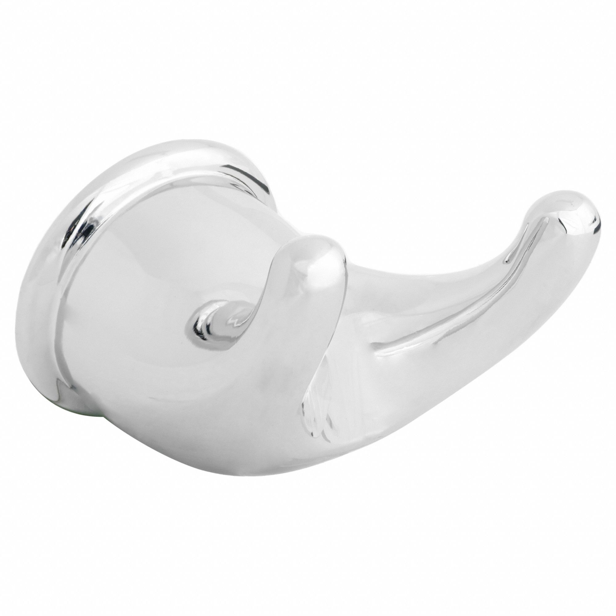 Robe Hook: 1 7/8 in x 2 1/4 in x 3 3/4 in, Zinc, Chrome-Plated, 30 lb Wt Capacity