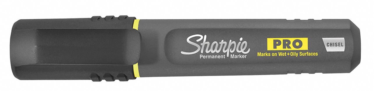 Permanent Marker: Black, Capped, Chisel, Permanent Ink, Single Tips, Wide, Sharpie® PRO