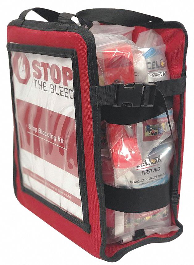 Stop Bleed Kit: EMS/Trauma/Response, 9 Components, Red, 8 PK