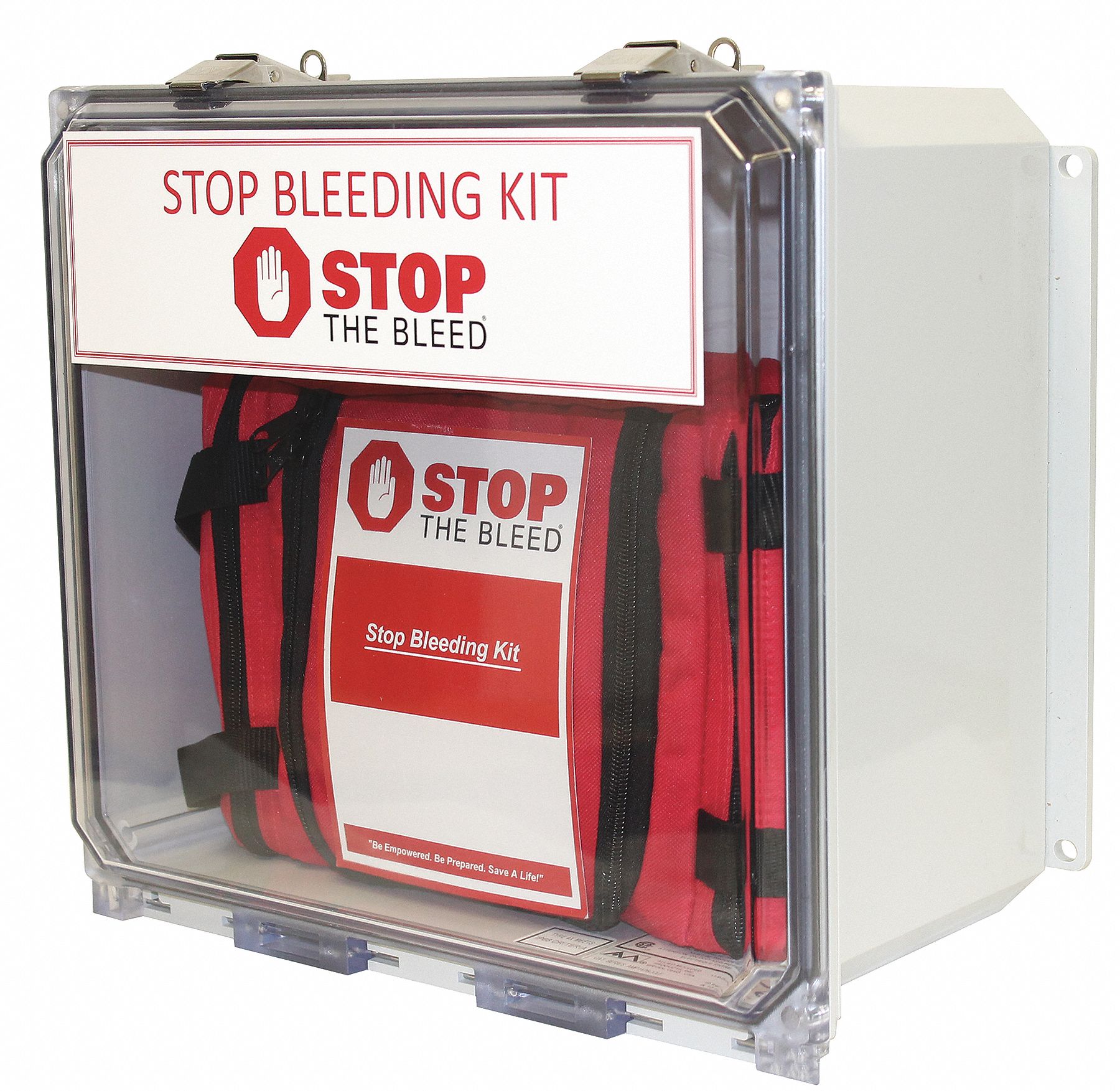 Stop Bleed Kit: EMS/Trauma/Response, 9 Components, Red/Silver, Polypropylene, 6 in Dp, 5 PK