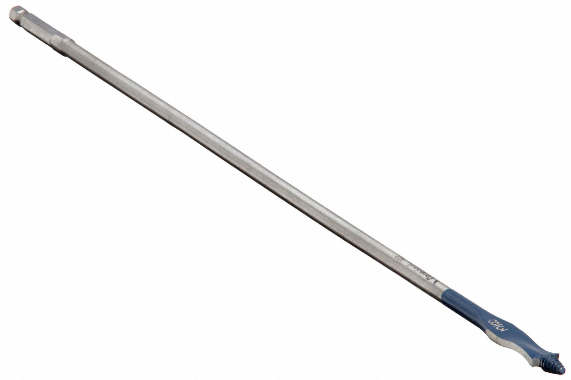 Spade Drill Bit: 3/8 in Drill Bit Size, 1/4 in Shank Dia, 16 in Overall Lg, Bright (Uncoated)