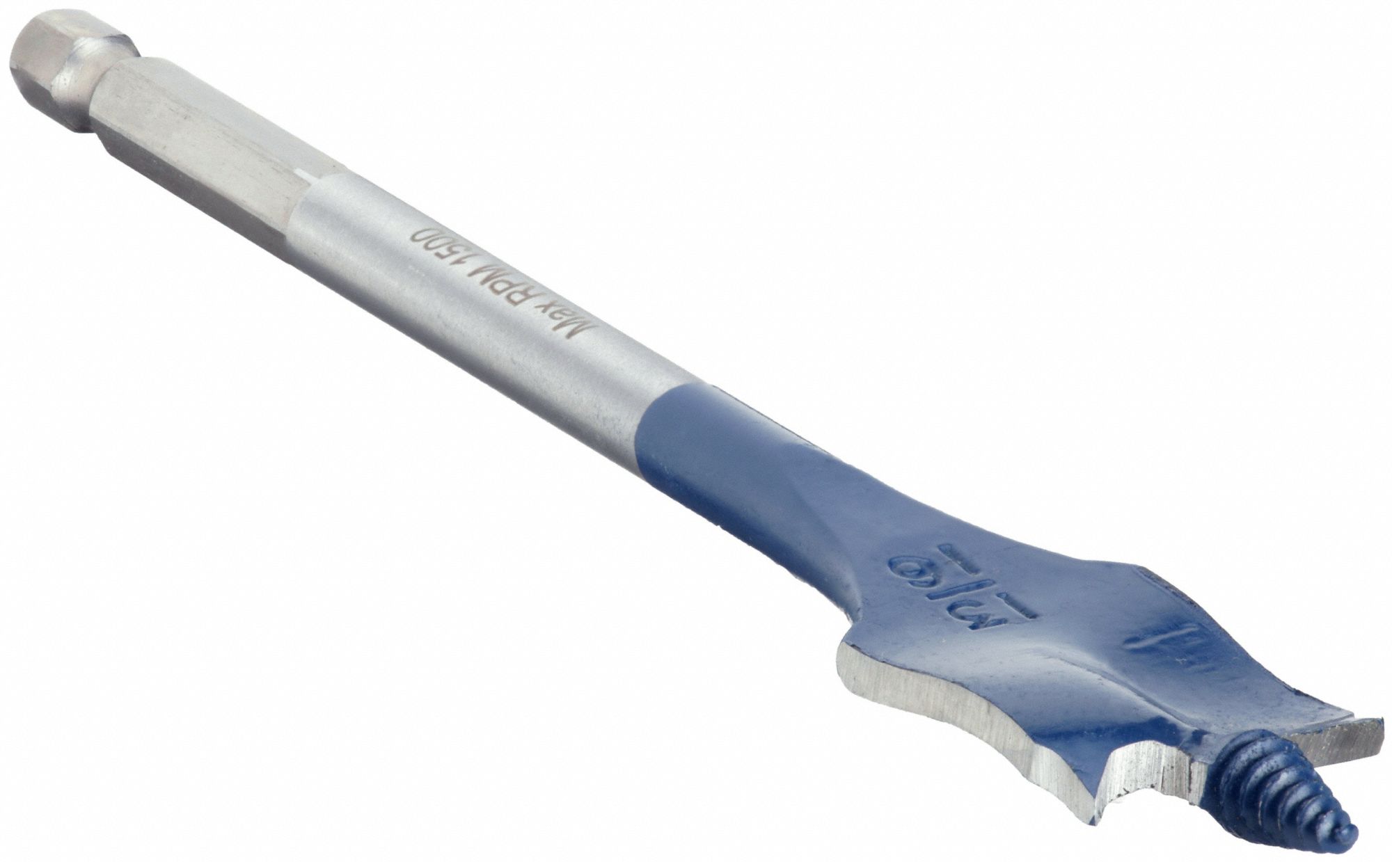 Spade Drill Bit: 13/16 in Drill Bit Size, 1/4 in Shank Dia, 4 in Overall Lg, Bright (Uncoated)