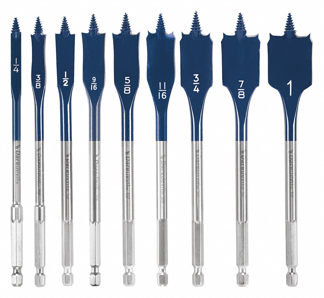 BOSCH Spade Drill Bit Set, Carbon Steel, Number of Drill Bits 9, Hex
