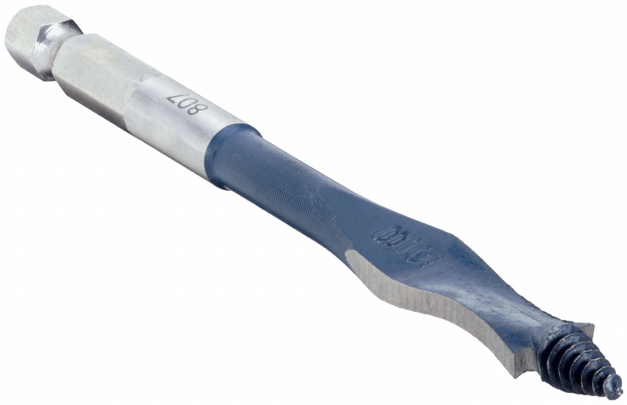 Spade Drill Bit: 3/8 in Drill Bit Size, 1/4 in Shank Dia, 4 in Overall Lg, Bright (Uncoated)