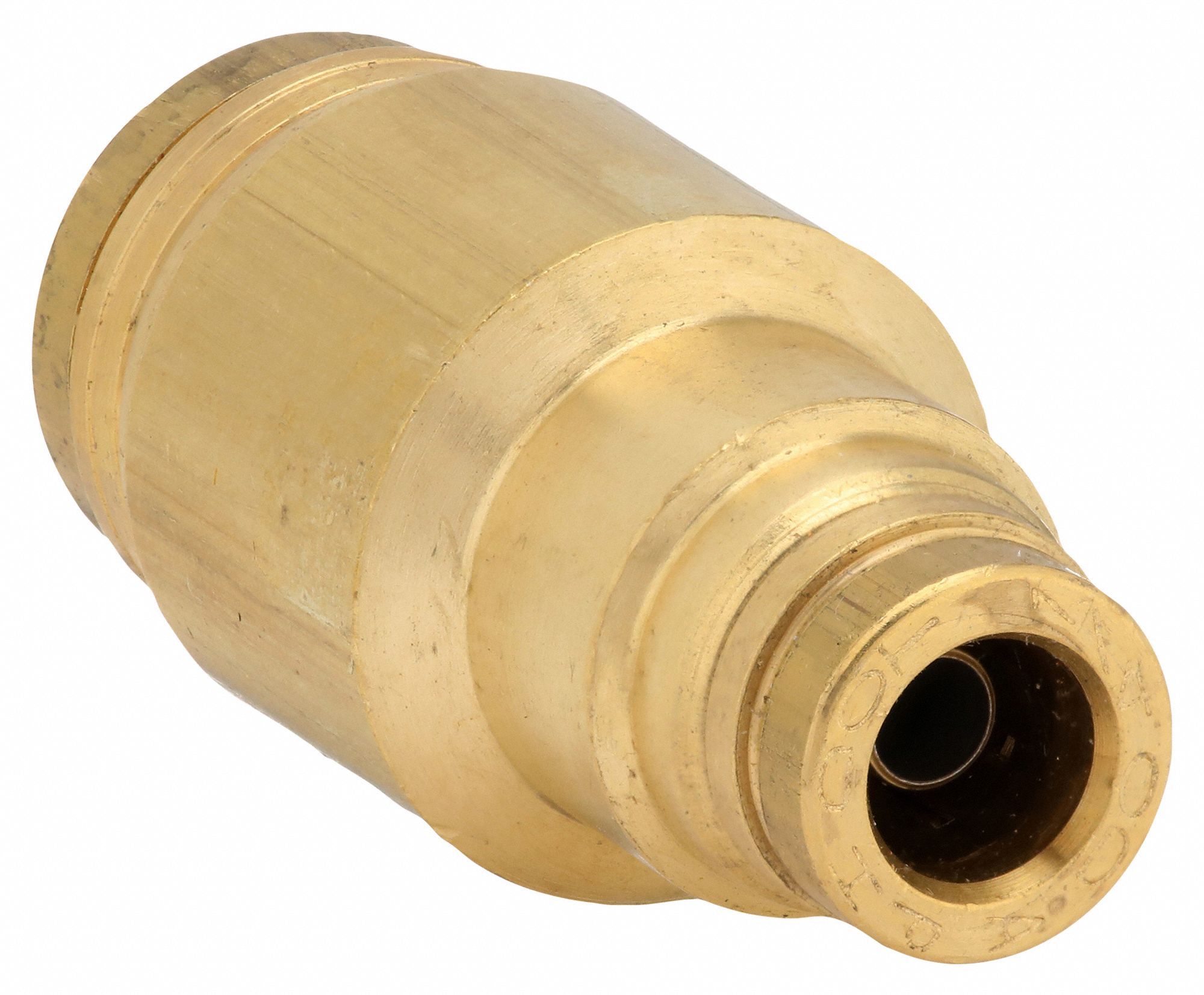 Push-Fit Union Fitting: 3/8 in OD x 1/4 in OD Fitting Size, Push-to-Connect x Push-to-Connect, Brass