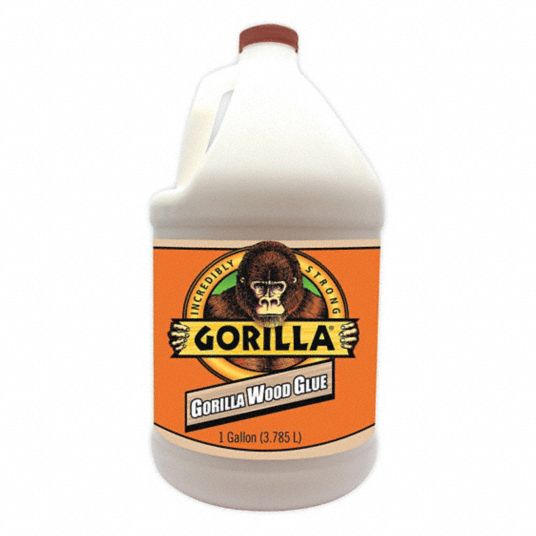 GORILLA Wood Glue: Std Working Time, Interior/Exterior, 1 gal, Jug,  Translucent Tan