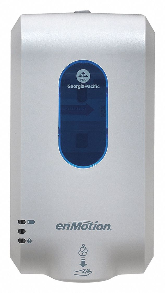 Soap/Sanitizer Dispenser: Auto, 1, 000 mL_1, 200 mL Refill Size, Foam, Blue/Gray