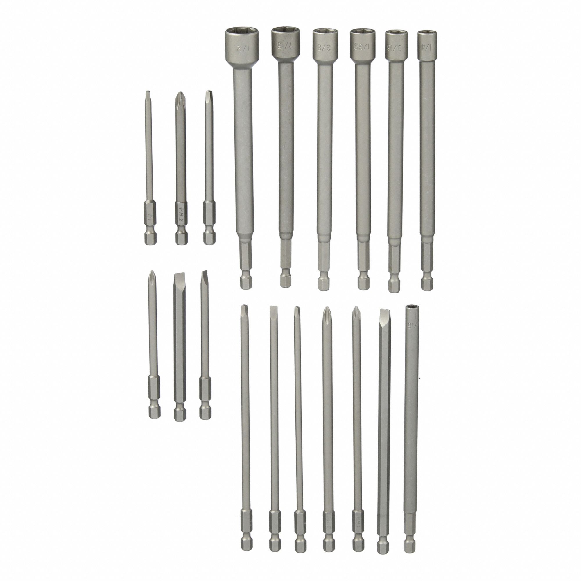 Driver Bit Set: Bit Holders/Nutsetters/Screwdriver Bits, Not Impact Rated, 19 No. of Pieces