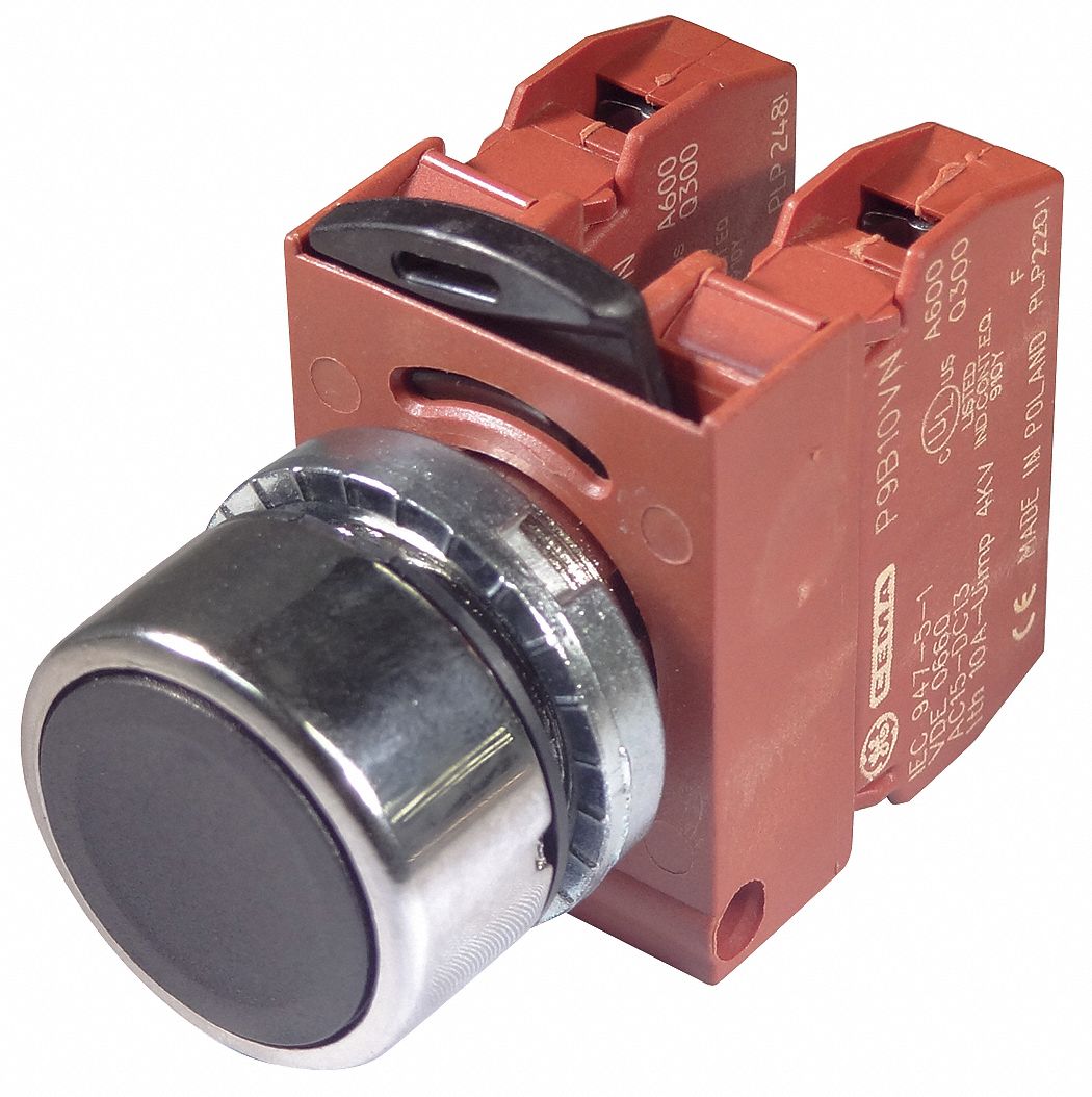 GE NonIlluminated Push Button, 22 mm, Momentary Push, Flush Button