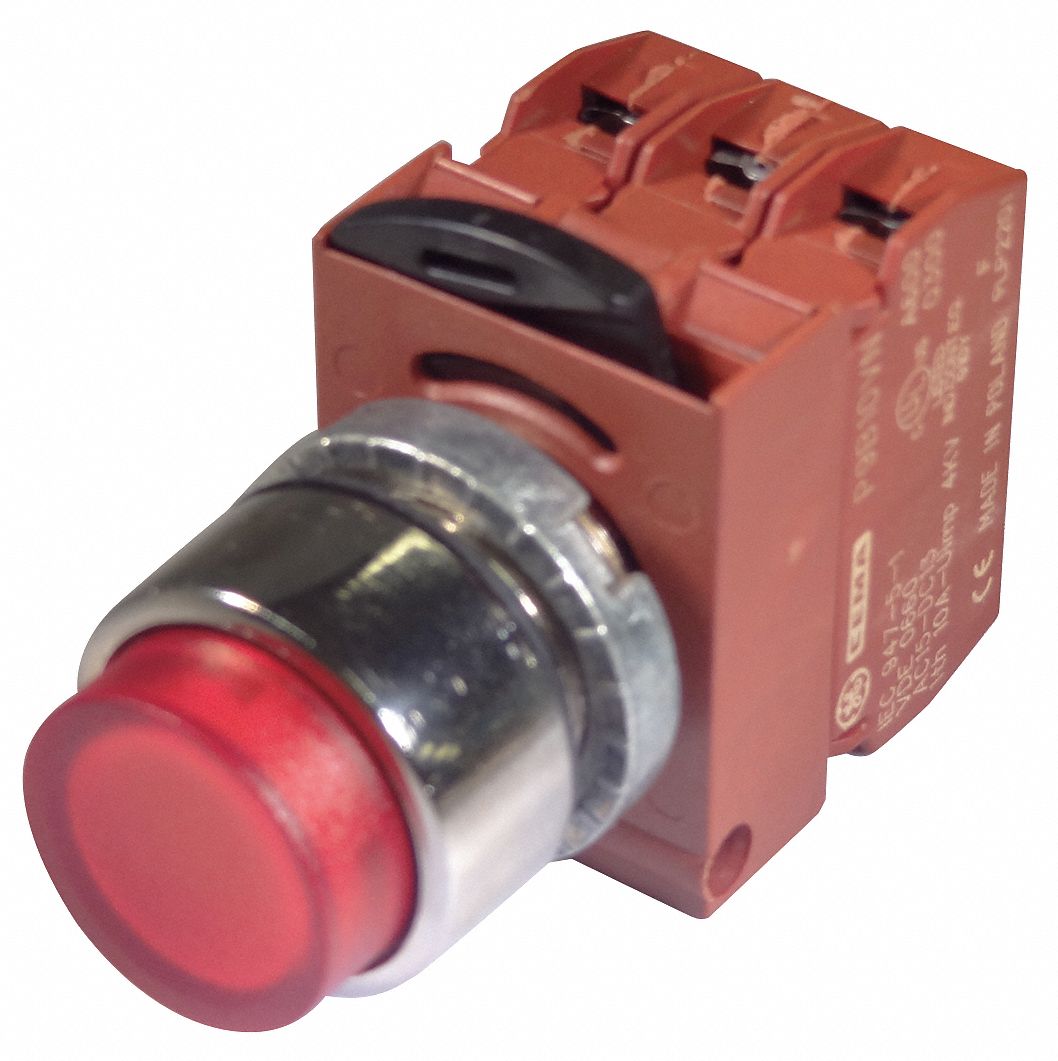 ABB Illuminated Push Button Momentary, Red, 24V AC/DC, LED, 1NO/1NC