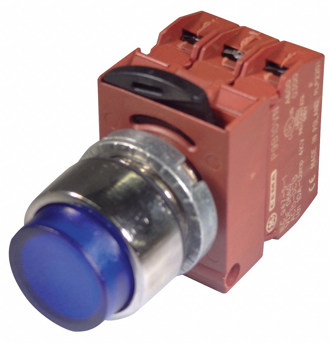 ABB Illuminated Push Button Momentary, Blue, 24V AC/DC, LED, 1NO/1NC, No Guard, 22 mm Size