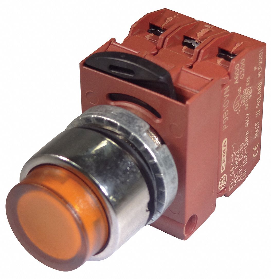 ABB Illuminated Push Button Momentary, Orange, 24V AC/DC, LED, 1NO/1NC, No Guard 49A609P9M