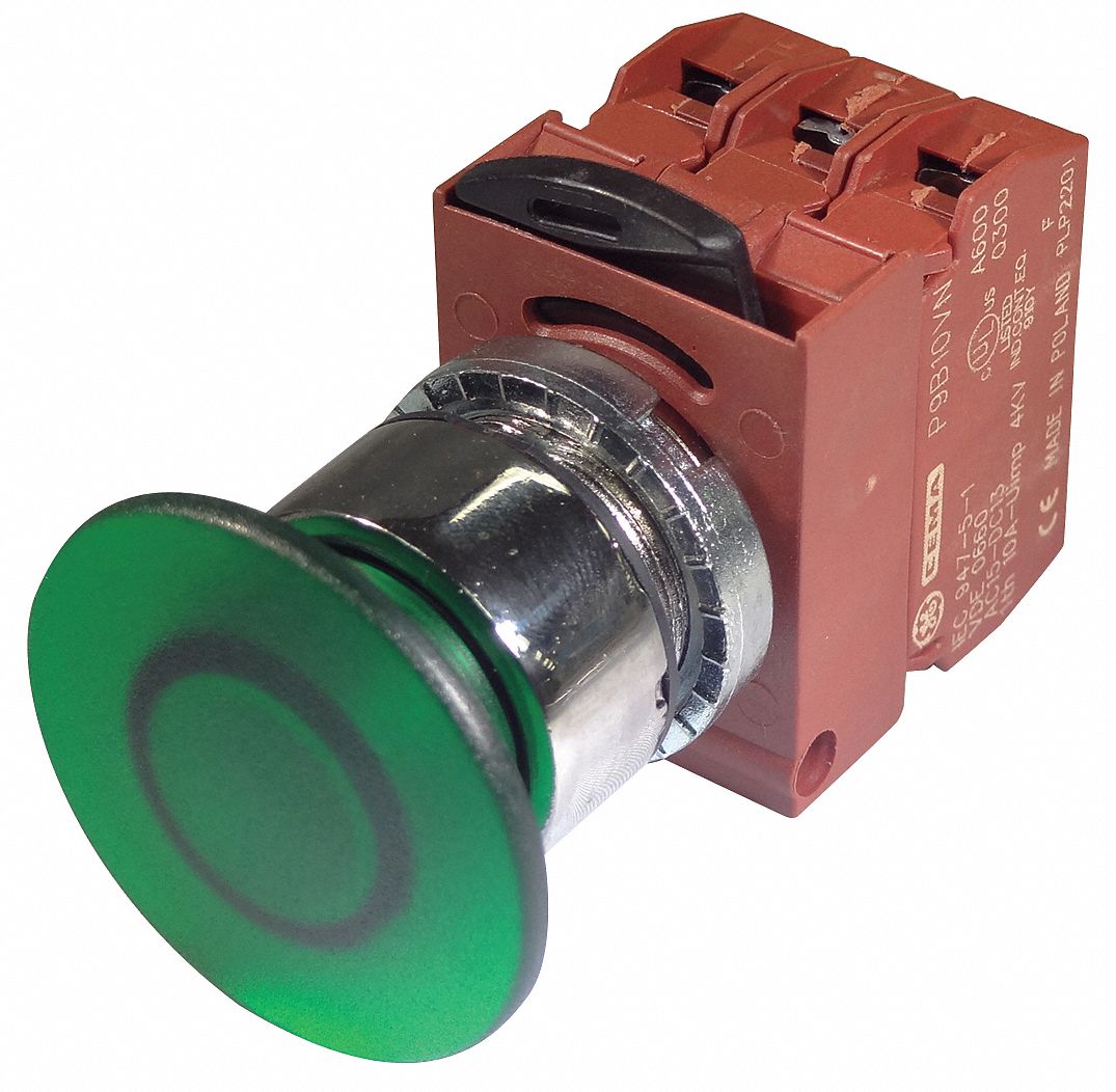 ABB, Momentary, Green, Illuminated Push Button 49A629P9CEM4VLN12NADI