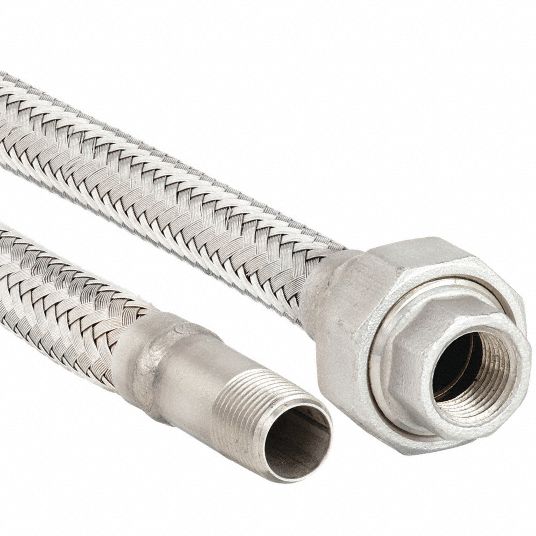 GRAINGER APPROVED Flexible Metal Hose Assembly, 316 Stainless Steel, 3/ ...