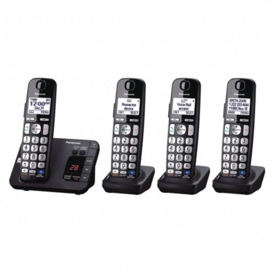 PANASONIC Cordless Telephone, Black, Voicemail No 49AD25KXTGE234B