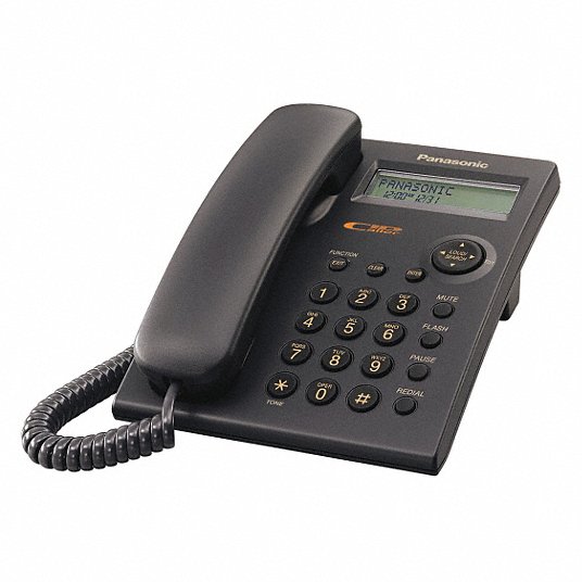 PANASONIC Telephone: Analog, Black, 1 Handsets, 1 Lines, PSTN, NEMA 3R,  Curly Cord