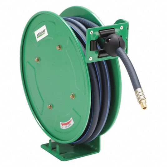 25 ft (3/8 in I.D.), 1/4 in MNPT, Spring Return Hose Reel - 49AE03