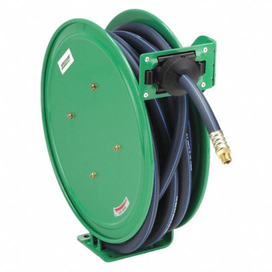 50 ft (1/2 in I.D.), 3/8 in MNPT, Spring Return Hose Reel - 49AE06