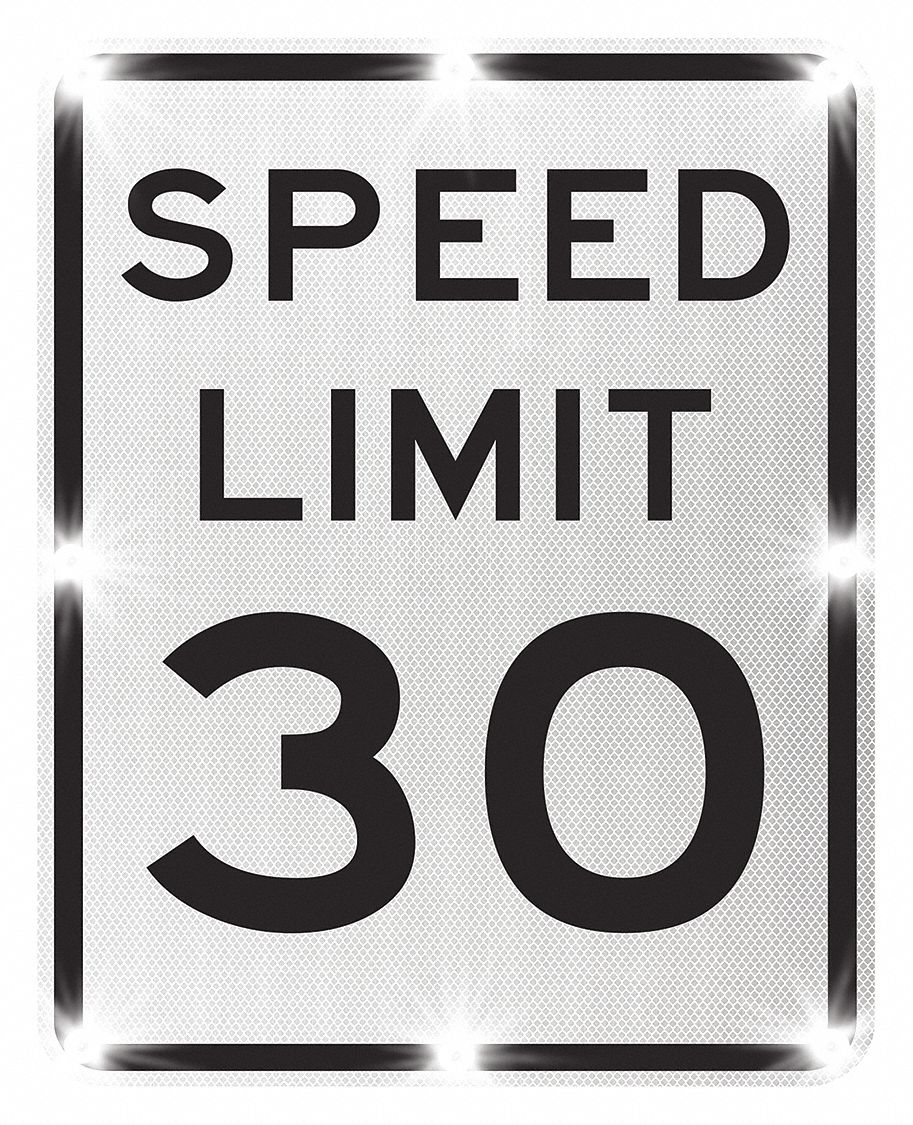 TAPCO LED Traffic Sign, Sign Legend Speed Limit 30, Basic Power Source