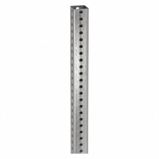Sign Post: Square Sign Post, Steel, 144 in Sign Post Lg, 1 3/4 in Sign Post  Wd, Silver, Galvanized