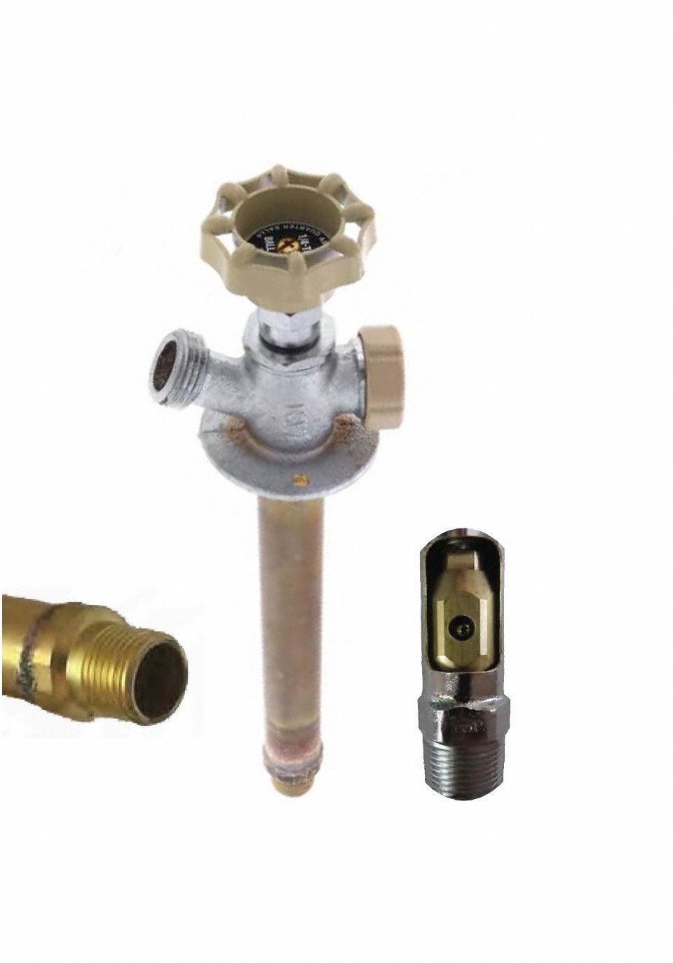 Ball Valve Sillcock: Quarter-Turn, Brass, Nickel, Plastic, 1/2 in Inlet Connection Size