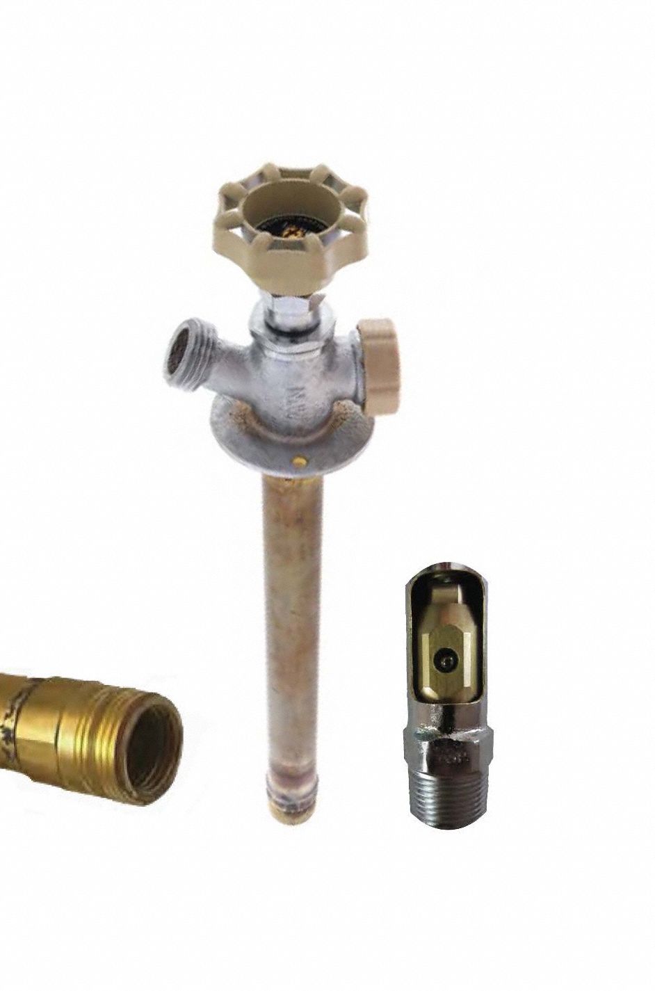 Ball Valve Sillcock: Quarter-Turn, Brass, Nickel, Plastic, 3/4 in Inlet Connection Size