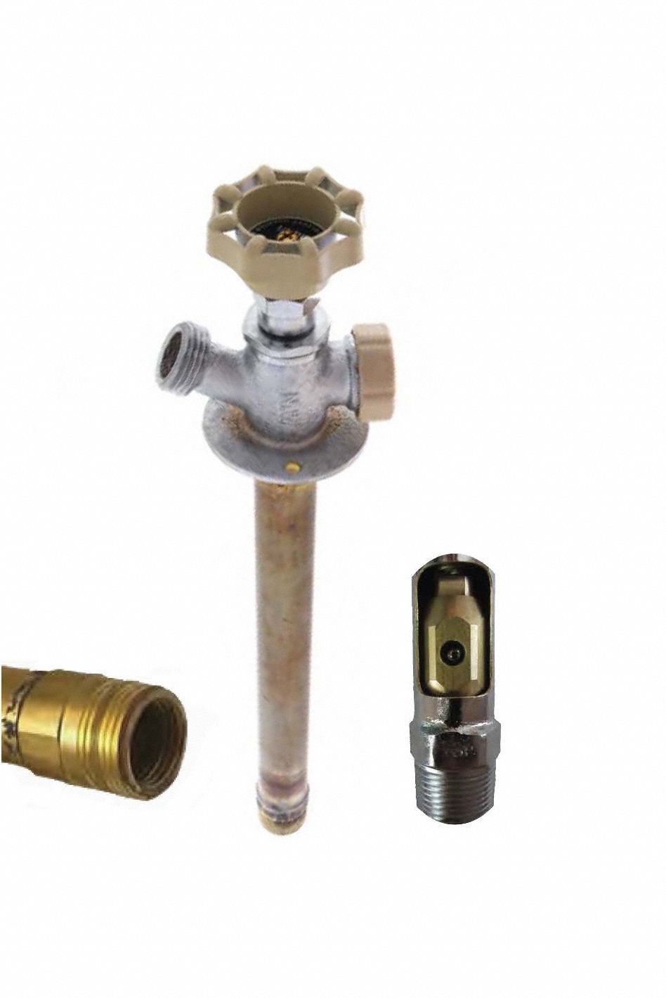 Ball Valve Sillcock: Quarter-Turn, Brass, Nickel, Plastic, 3/4 in Inlet Connection Size