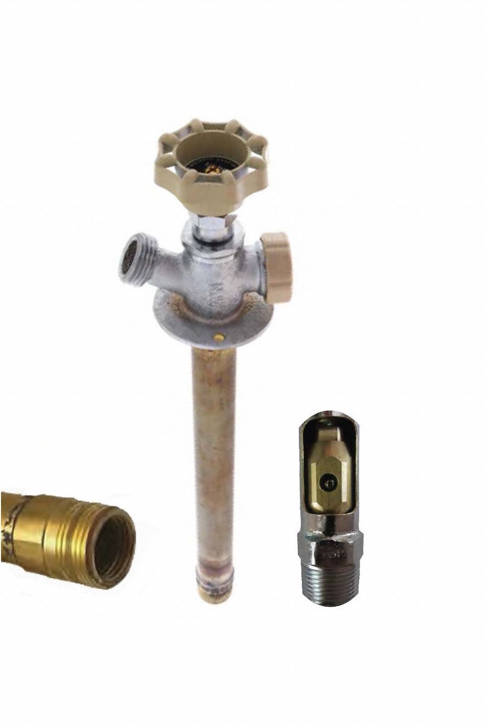 Ball Valve Sillcock: Quarter-Turn, Brass, Nickel, Plastic, 3/4 in Inlet Connection Size