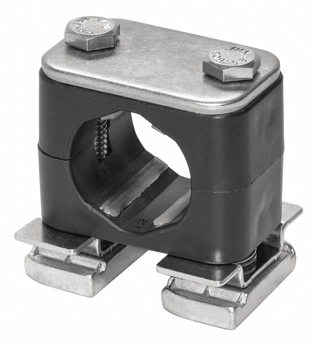 Tube Clamp: Anti-Corrosion Strut Mount Std Clamp, 3/8 in Tube Size, 316 Stainless Steel