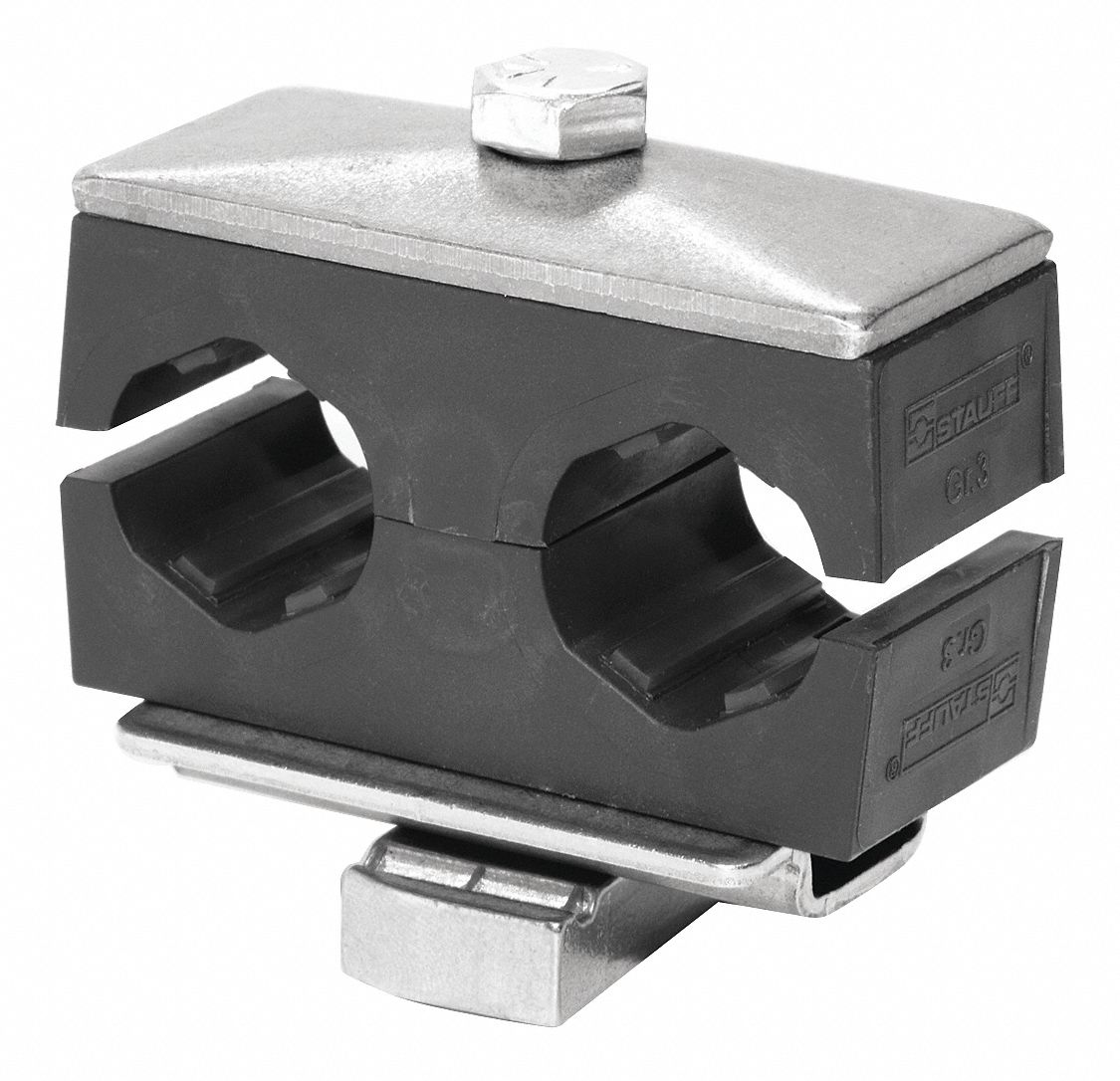 STAUFF Tube Clamp, AntiCorrosion Strut Mount Twin Clamp, 316 Stainless