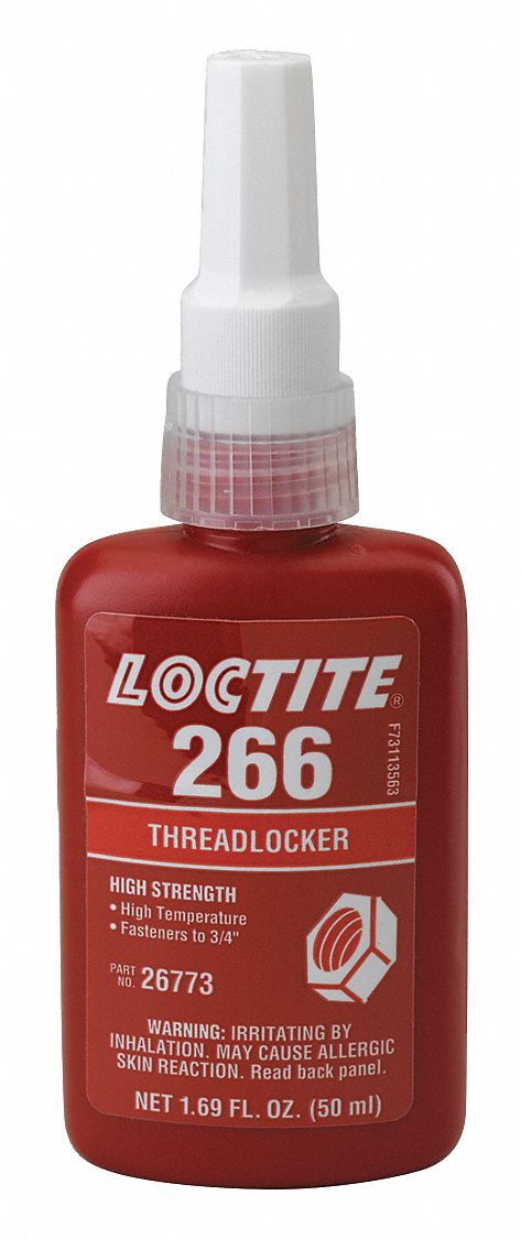 HIGH-STRENGTH THREADLOCKER, 266, RED, HIGH-TEMPERATURE RESISTANT, 1.69 FL OZ BOTTLE