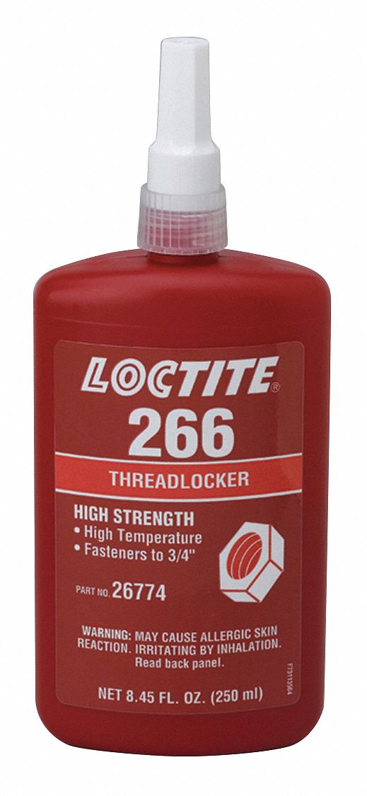 HIGH-STRENGTH THREADLOCKER, 266, RED, HIGH-TEMPERATURE RESISTANT, 8.45 FL OZ BOTTLE