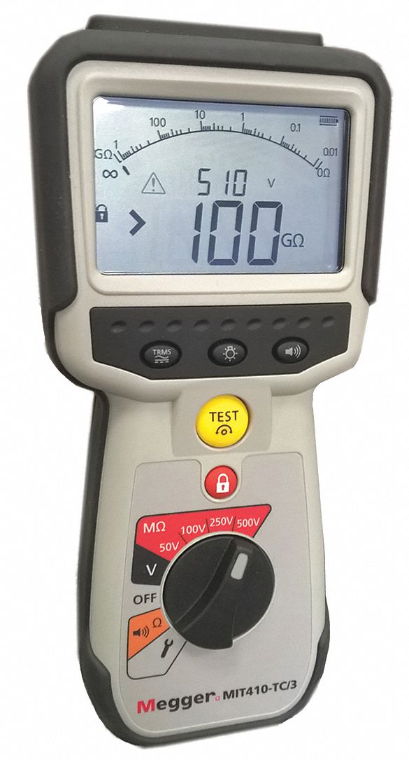 MEGOHMMETER, 50 TO 500V DC, BACKLIT LCD