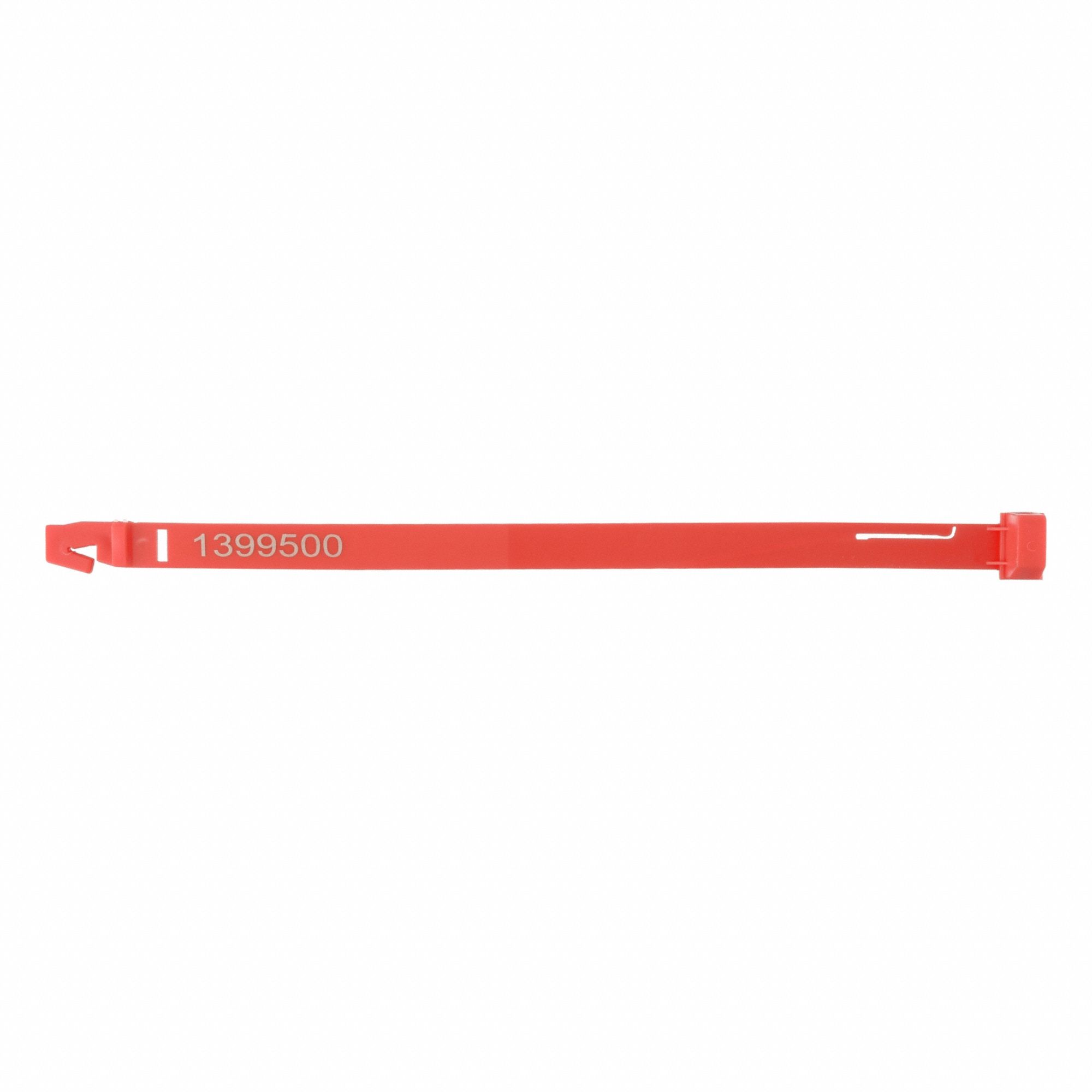 Strap Seals: Red, Plastic, 7 1/2 in Strap Lg, 3/8 in Strap Wd, 75 lb Breaking Strength, 250 PK