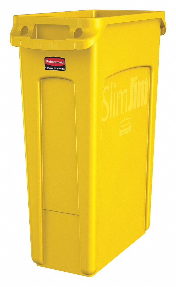 RUBBERMAID COMMERCIAL PRODUCTS, Round, Yellow, Trash Can -  48XM34