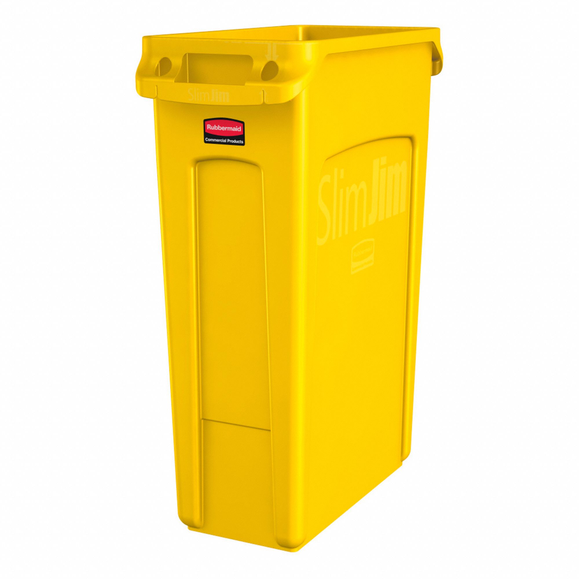 TRASH CAN, SLIM JIM, RECTANGULAR, YELLOW, 23 GALLON CAPACITY