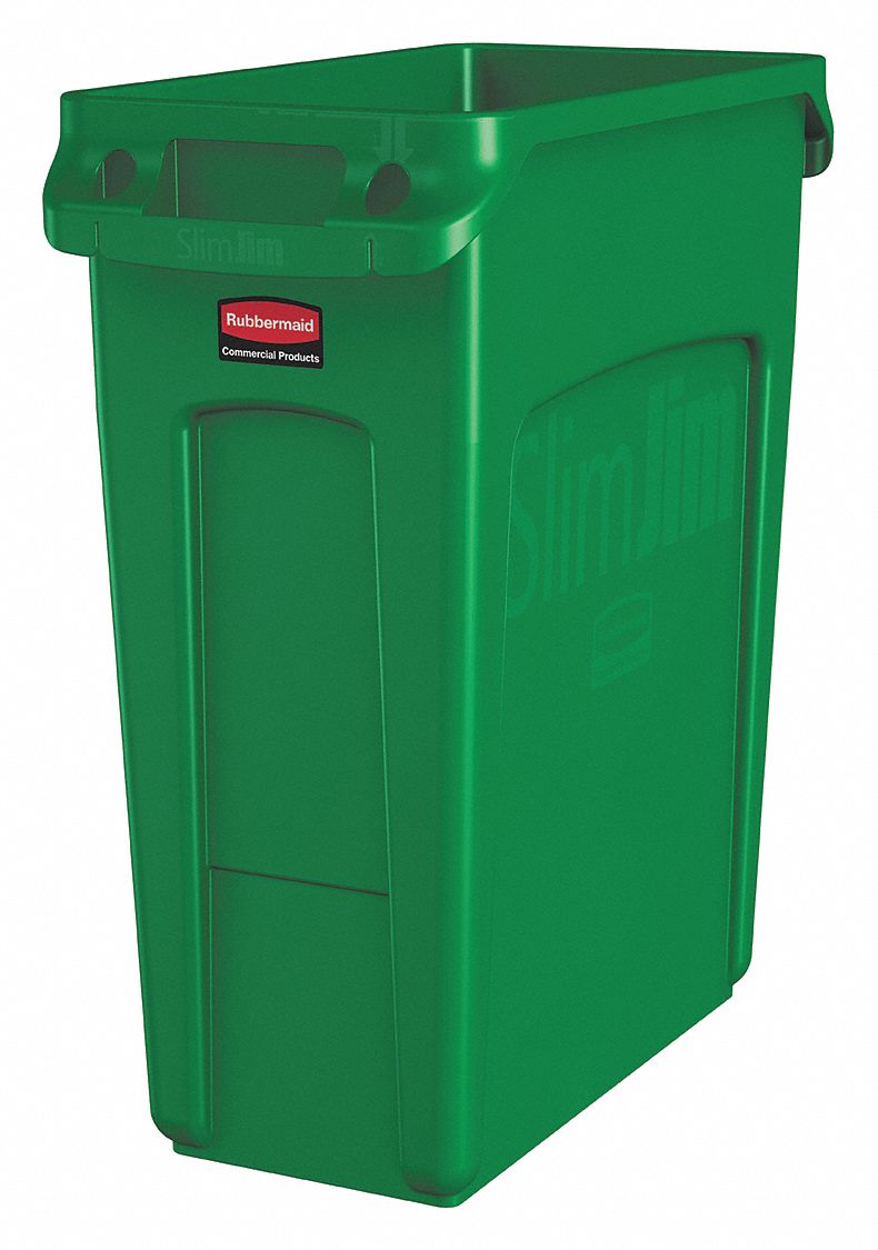 RUBBERMAID COMMERCIAL PRODUCTS 16 gal Rectangular Trash Can, Plastic