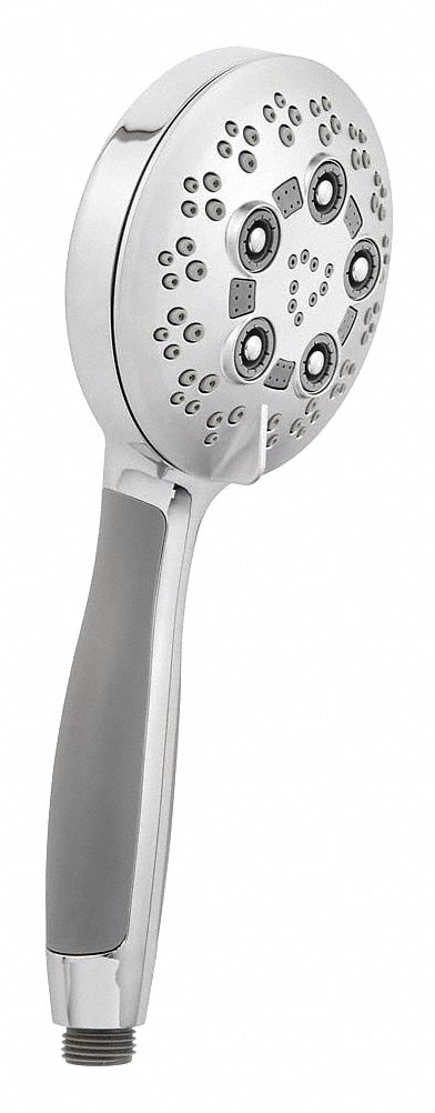 Handheld Showerhead: Plastic, Chrome, 2 gpm Flow Rate, 4 1/2 in Handheld Showerhead Wd