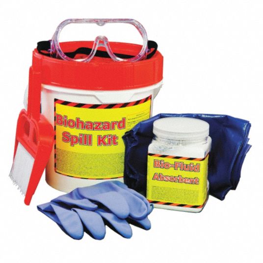 Biohazard Spill Kit, 1.25 gal, 9 in x 9 in x 9 1/2 in, Pail - Grainger