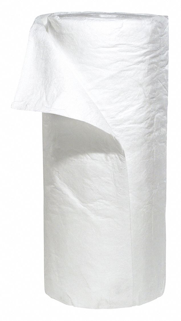 ROULEAU ABSORBANT, 150 PI X 30 PO, POLYPROPYLÈNE, 63 GAL PAR PAQUET, BLANC