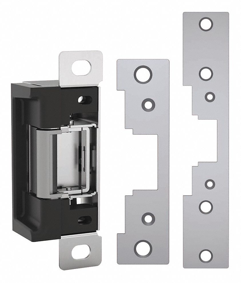 Electric Door Strike: 1 3/4 in Wd, 4 7/8 in Ht, Cylindrical, Stainless Steel