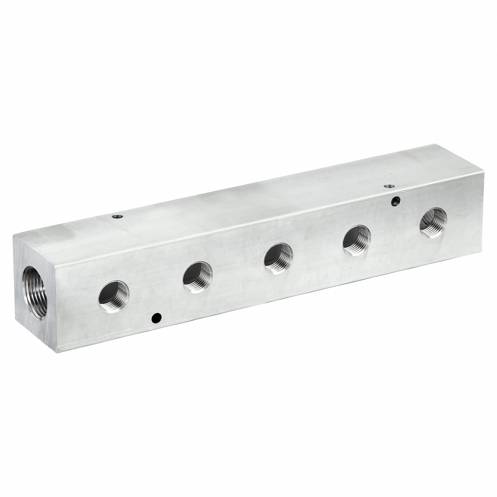 Pipe Manifold Fitting: Inline, NPT x NPT, Rectangle, Aluminum, 1 in NPT, 1/2 in NPT