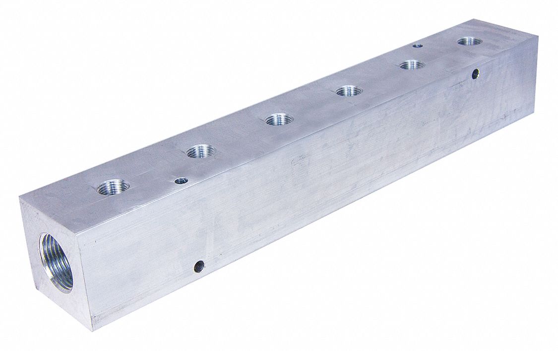 PNEUMADYNE INC M40-750-6 Manifold,Aluminum,6Outlets,18″L 49AV74