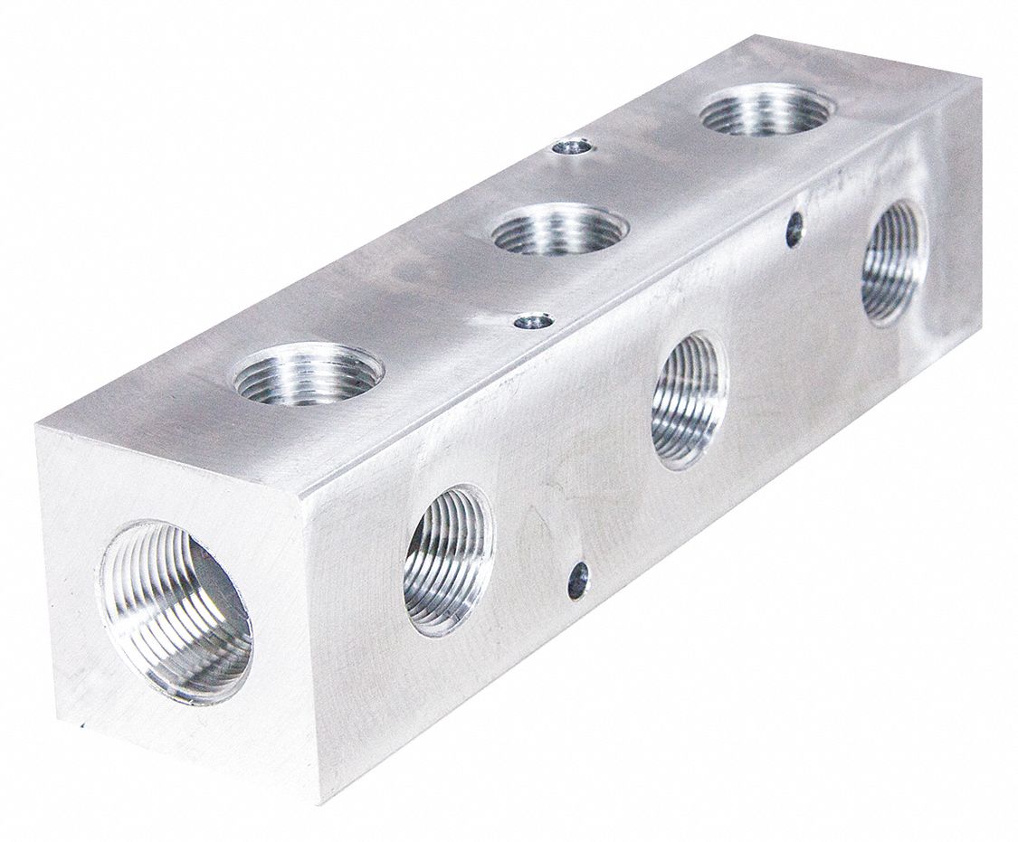 4 Farbo Aluminium Single Side BSPP Manifold 2 Inlets 3 2 5 or 6 Outlets 