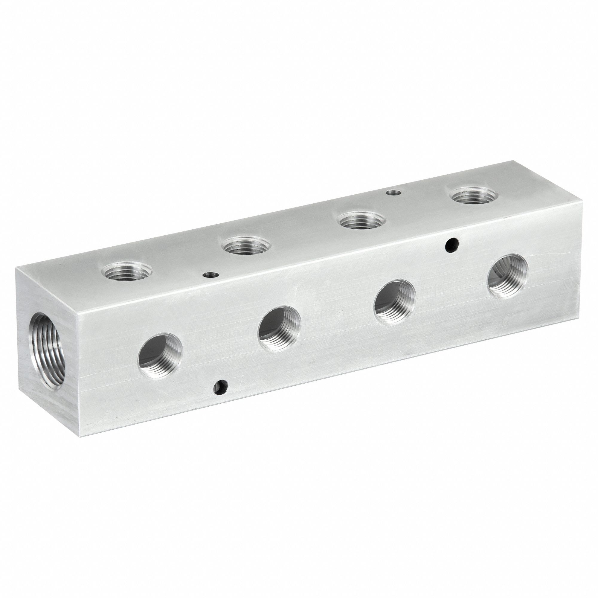 Pipe Manifold Fitting: Right-Angle, NPT x NPT, Rectangle, Aluminum, 1 in NPT