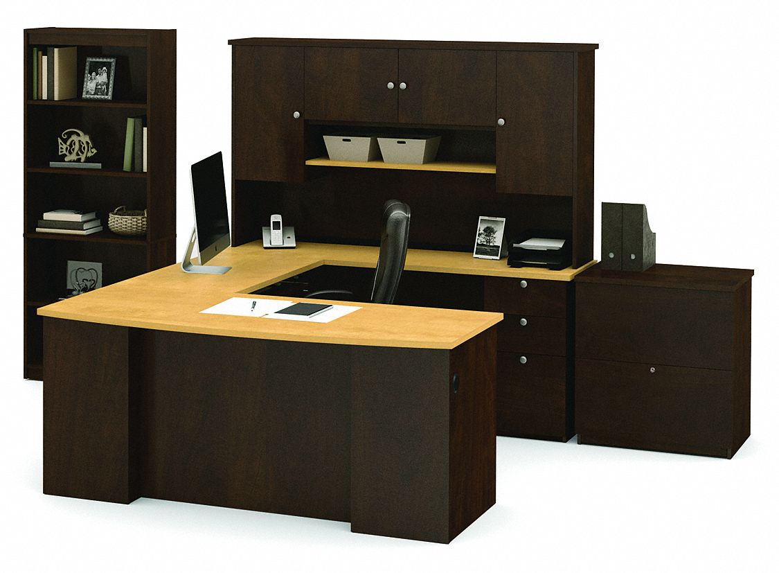 BESTAR Manhattan U-Shape Office Desk, Overall Height 70 45/64 in ...