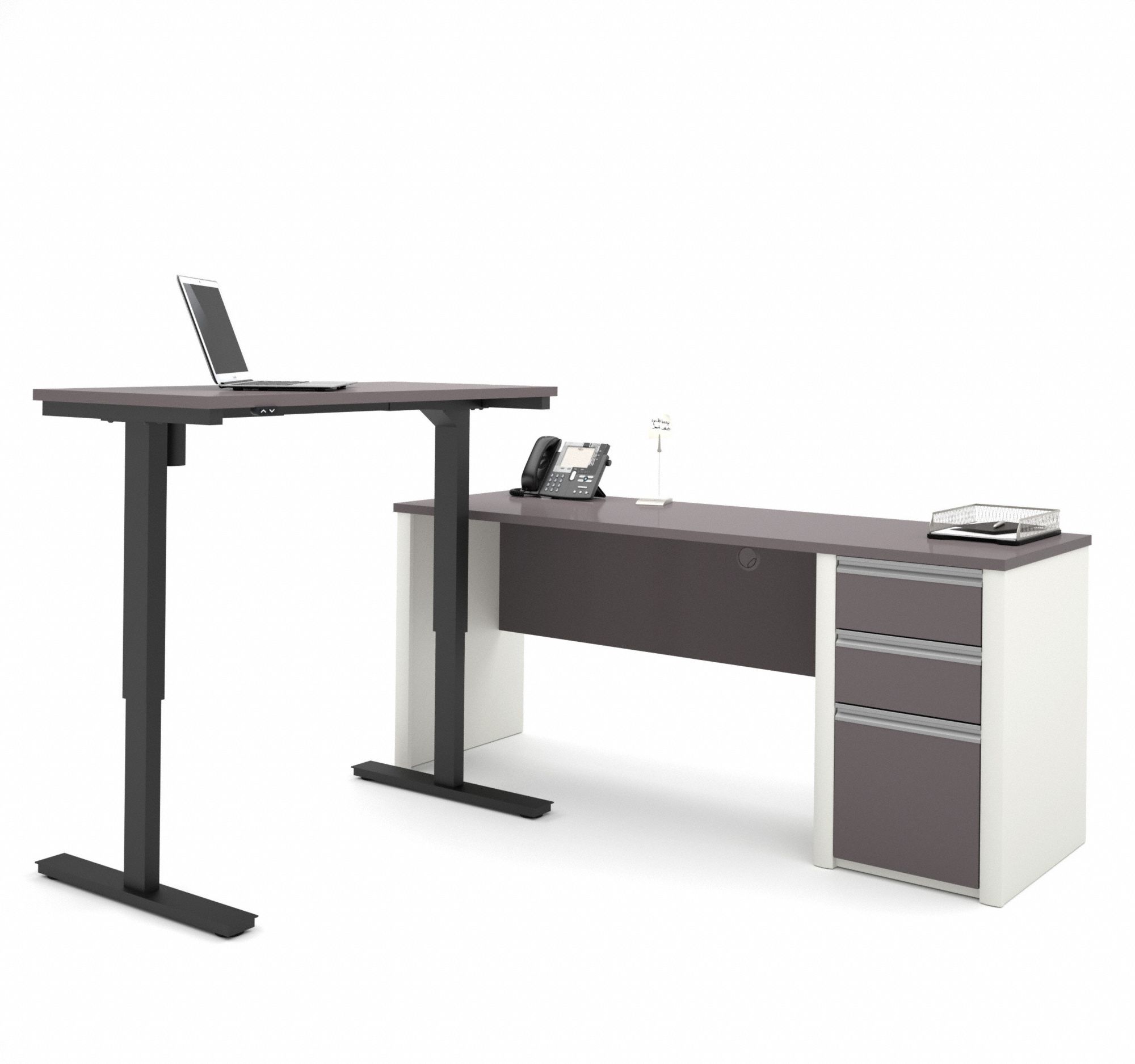 Bestar 71 7 64 In X 70 29 32 In X 30 13 32 In Connexion Series L Shape Desk Slate Sandstone 49ax19 935 59 Grainger