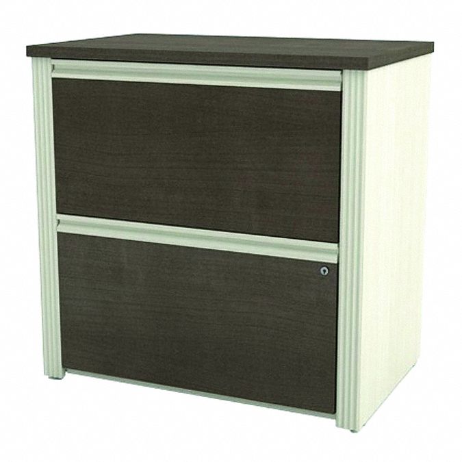 BESTAR Lateral File 2 Drawers or Bins, White/Chocolate, Lateral, 30 13/32 in Ht