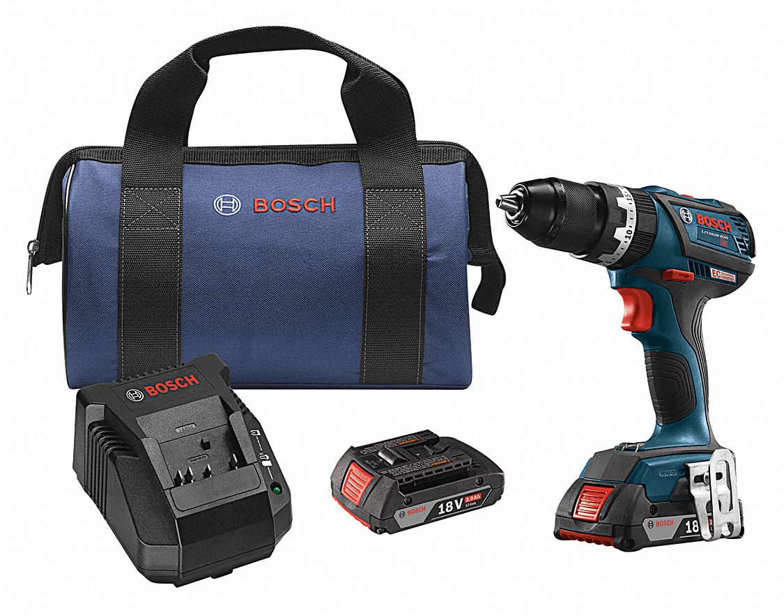 BOSCH 1/2 in Cordless Hammer Drill, 18.0 V Voltage, Battery Included ...